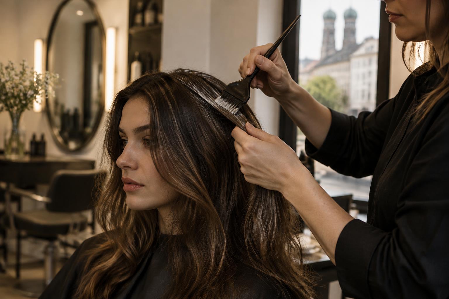 Professionelle Coloration natürlicher Haarsträhnen